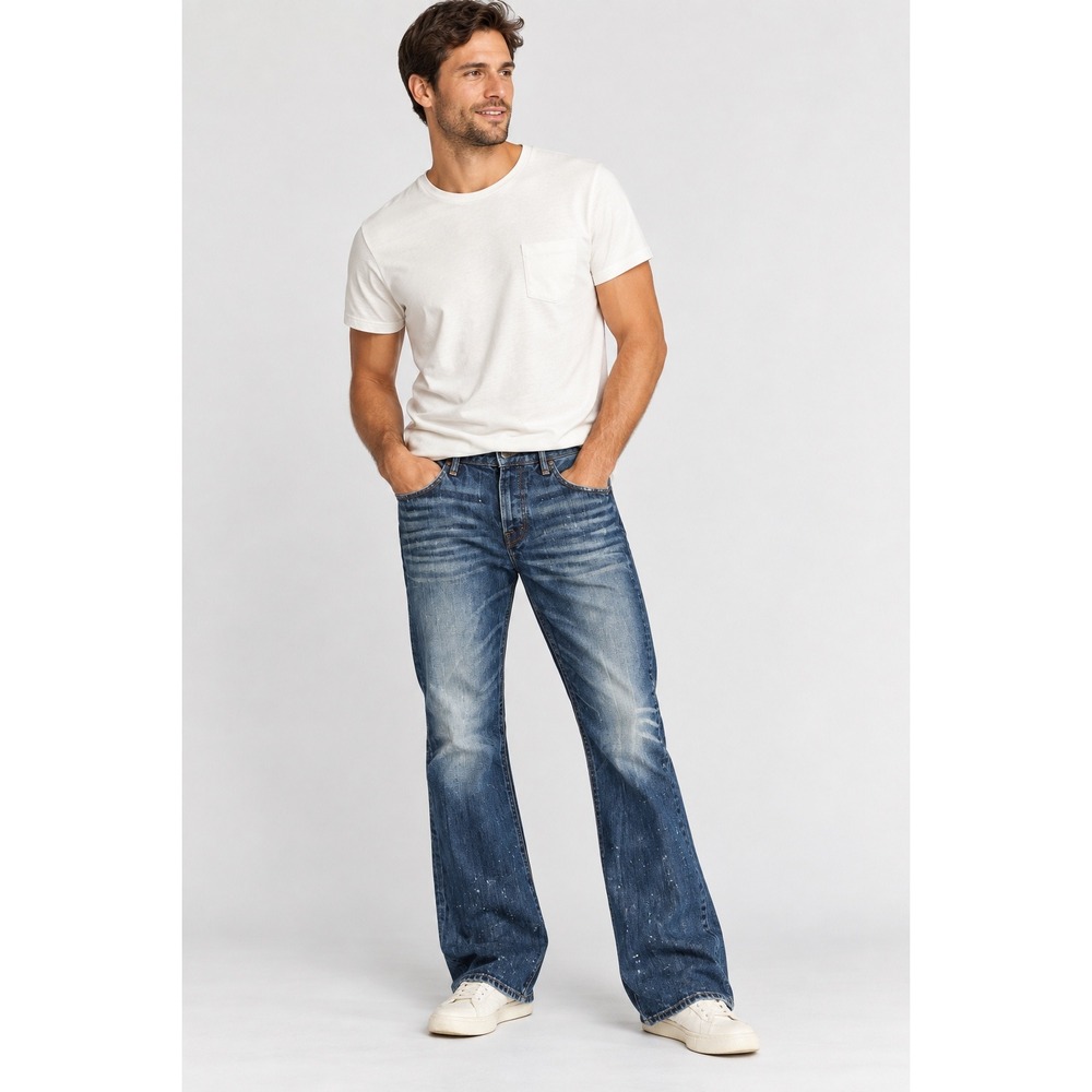 Abercrombie & Fitch Straight Leg Distressed Blue Jeans Button Fly Med Wsh 34x36